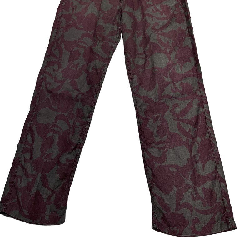 DRIES VAN NOTEN 02SS 製品染めリネン5ポケットフローラルパンツ 総柄 花柄 植物 Archive 00s ライカ