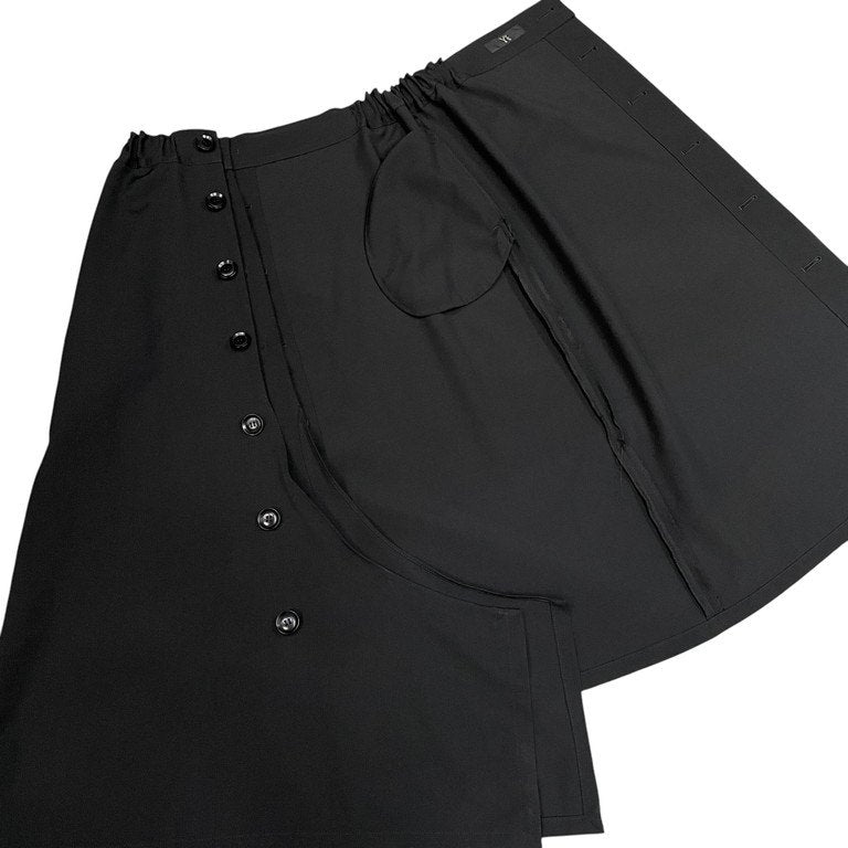 Y's 23AW ウールギャバジン多釦ウエストゴムアシンメトリードレープスカート イージー パンツ ボトムス Yohji Yamamoto Femme ヨウジヤマモトファム ワイズ レディース