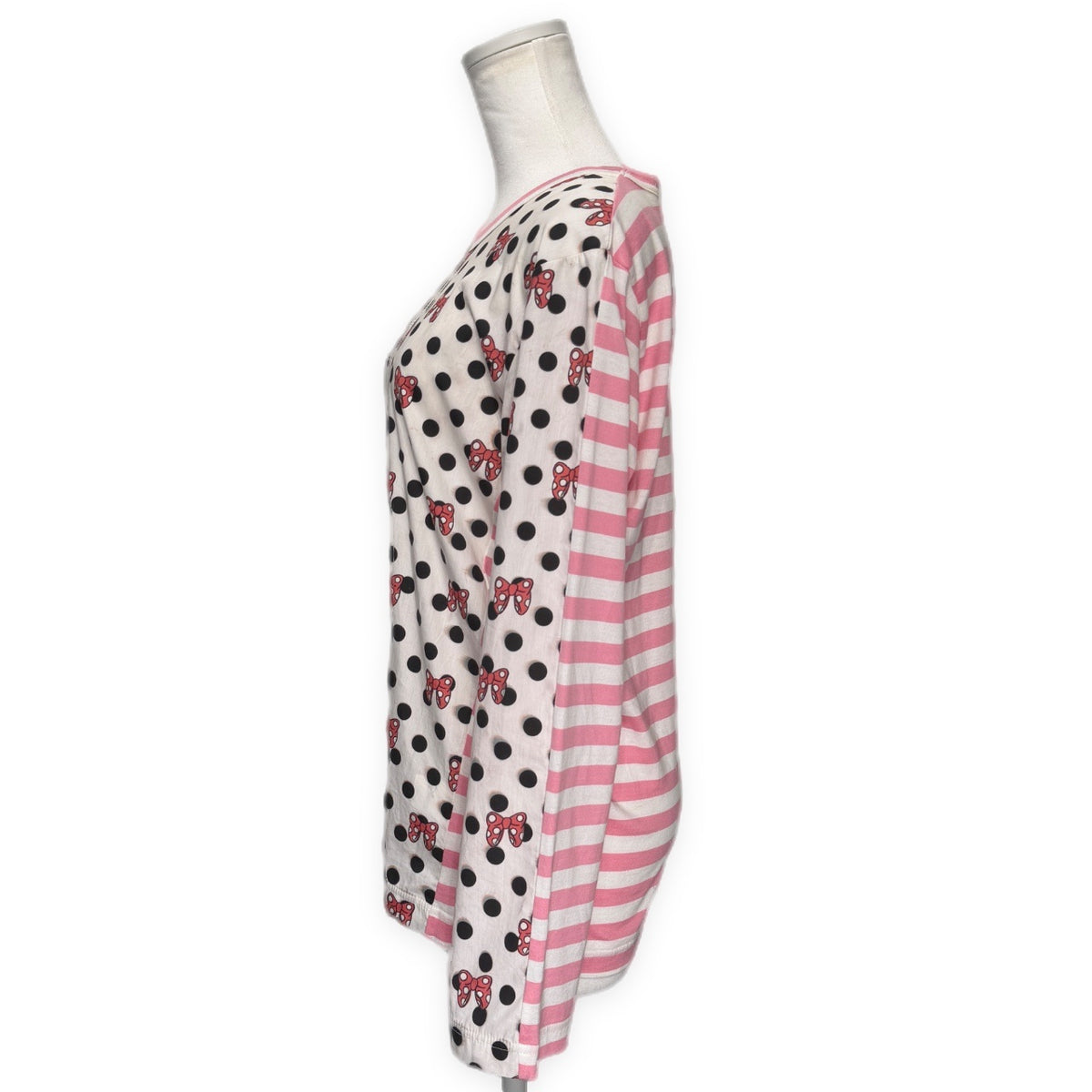 COMME des GARCONS GIRL 20AW ディズニーコラボドットボーダーデザイン切り替えカットソー 長袖 ミニー ギャルソン レディース