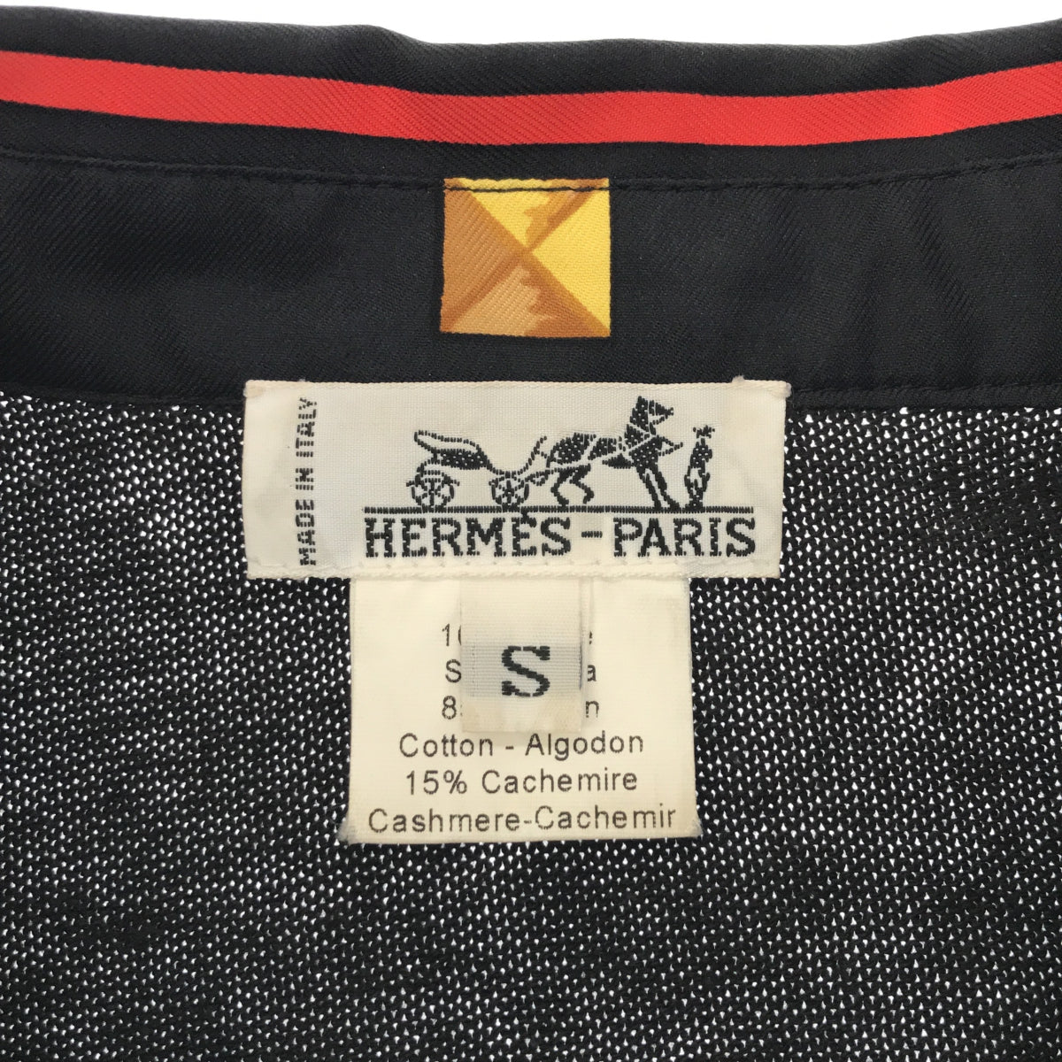 HERMES HERMES ニット切り替えプルオーバーシルクシャツ S
