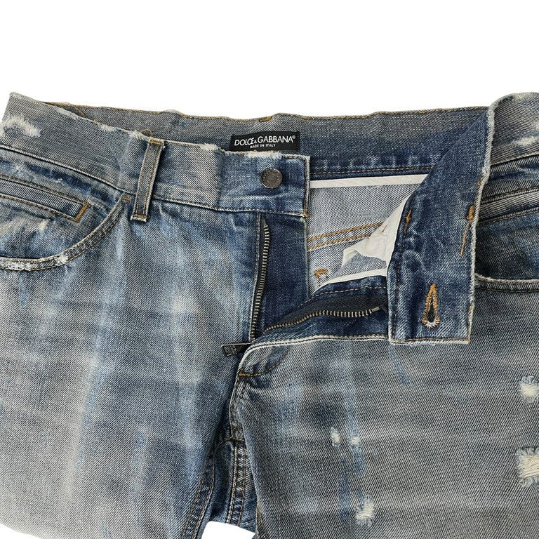 DOLCE&GABBANA バックプレートダメージ加工5ポケットデニムパンツ ジーンズ ボトムス D&G Archive ドルチェアンドガッバーナ メンズ