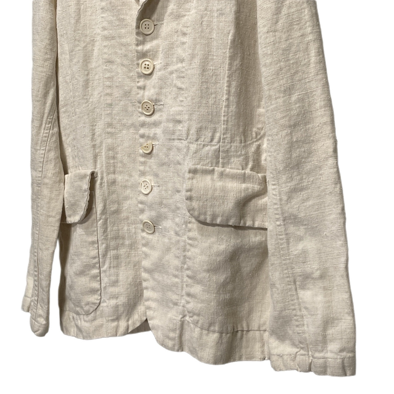 VINCENT JALBERT 6 BUTTONS JACKET (FULL VINTAGE LINEN) ヴィンテージフレンチリネン6ボタンワークジャケット テーラード ブルゾン コート アウター M ヴィンセントジャルベール メンズ