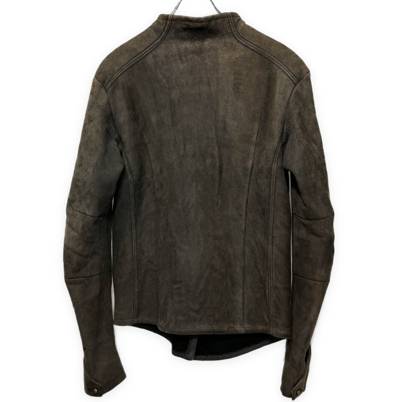 ISAAC SELLAM ムートンレザージップアップノーカラージャケット ブルゾン コート アウター ライダース アイザックセラム メンズ