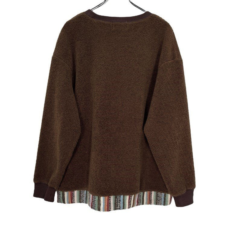 KUON 19AW SAKIORI CREW PULLOVER クルーネック裂織リブドッキングボアフリーススウェットシャツ トップス クオン メンズ