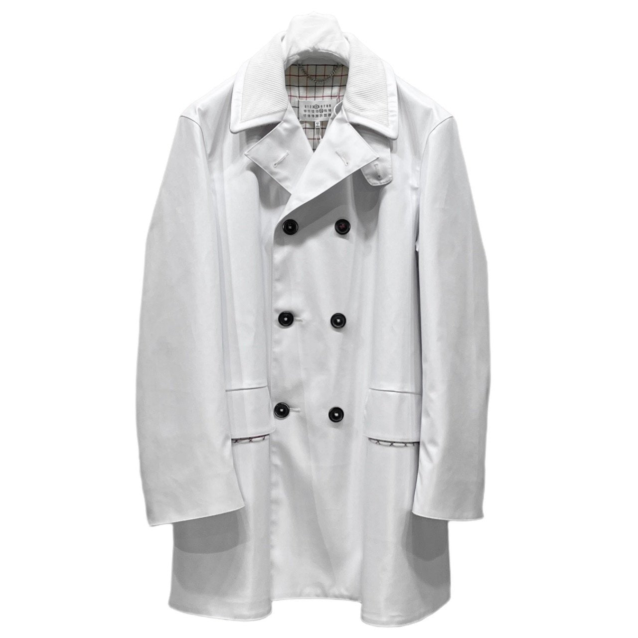 Maison Margiela 4 14 22AW コットンポリウレタン樹脂加工裏地チェックPコート ジャケット ブルゾン アウター PVC コーデュロイ ダブルブレスト 未使用タグ付き 定価322,300円 メゾンマルジェラ メンズ