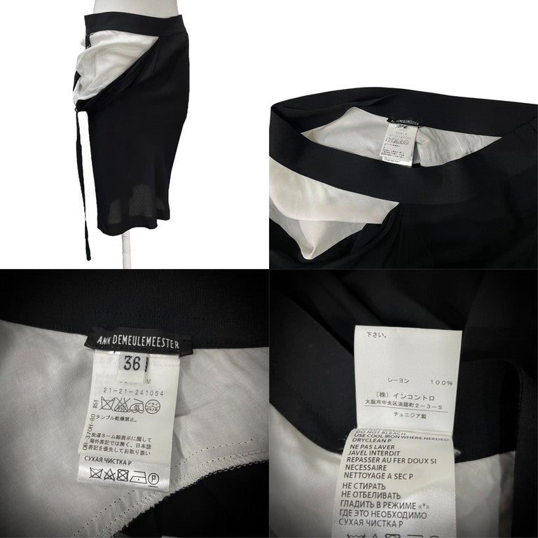 ANN DEMEULEMEESTER 00s レーヨンシフォンサイドアジャスターレイヤードイージースカート ボトムス ウエストゴム アンドゥムルメステール レディース