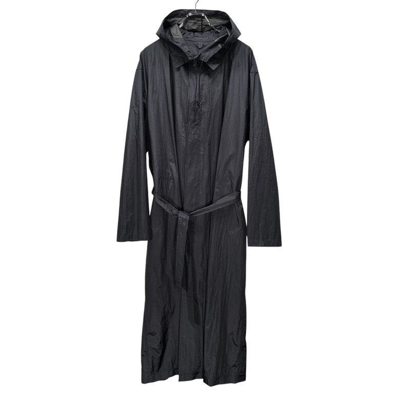 Yohji Yamamoto Pour Homme 91AW 6.1 THE MEN ナイロンタフタステンカラーフーデッドロングコート Archive 90s ベルト フード ジャケット ブルゾン アウター ヨウジヤマモトプールオム メンズ