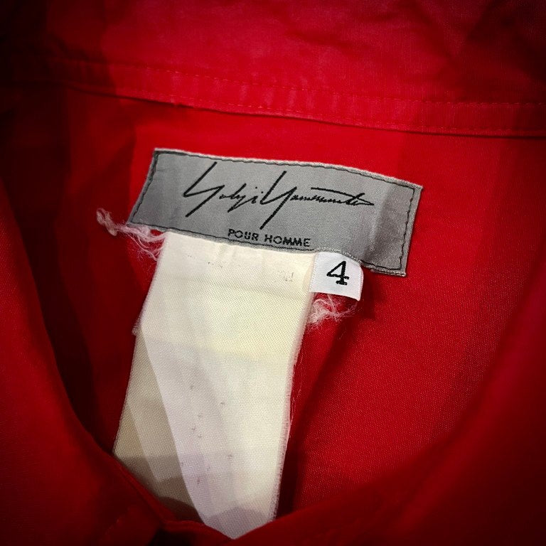 Yohji Yamamoto Pour Homme コットンブロード変形ダブルポケットスクエアカットシャツ Archive 赤 レッド ブラウス トップス ヨウジヤマモトプールオム メンズ