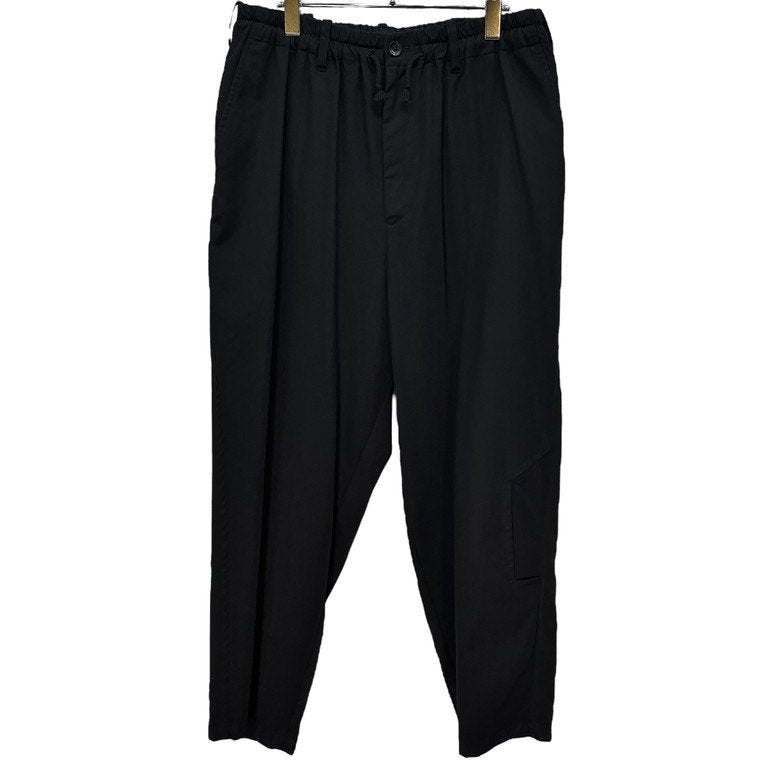 Yohji Yamamoto Pour Homme 17AW ウールギャバジンワイドテーパードイージーパンツ 膝あきゴムパンツ HK-P28-100 シワギャバ ボトムス 定価60,480円 ヨウジヤマモトプールオム メンズ