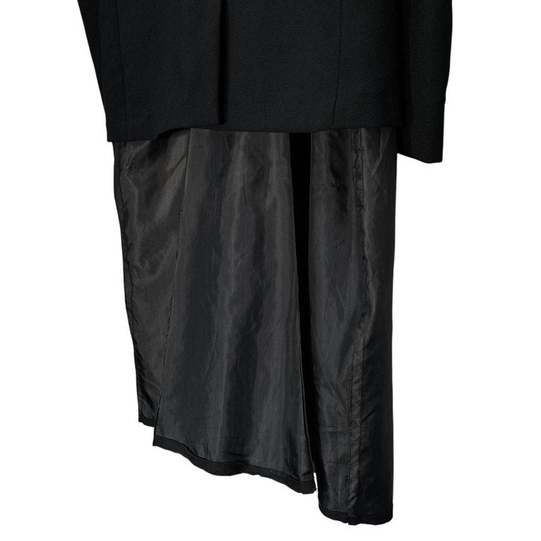 BLACK COMME des GARCONS 18AW ストライプタフタカットオフレイヤードポリエステル縮絨テーラードジャケット ブレザー ブルゾン コート アウター ブラック コムデギャルソン メンズ レディース ユニセックス