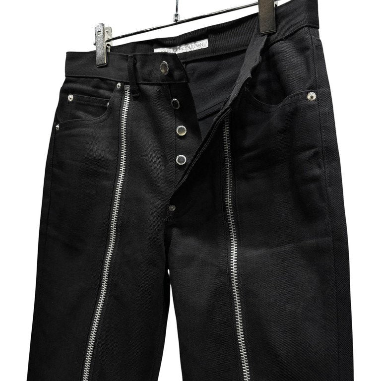 JOHN LAWRENCE SULLIVAN Rigid Denim Zipped Pants リジッドブラックデニムフロントジップパンツ ボトムス ジーンズ 定価44,000円 ジョンローレンスサリバン メンズ