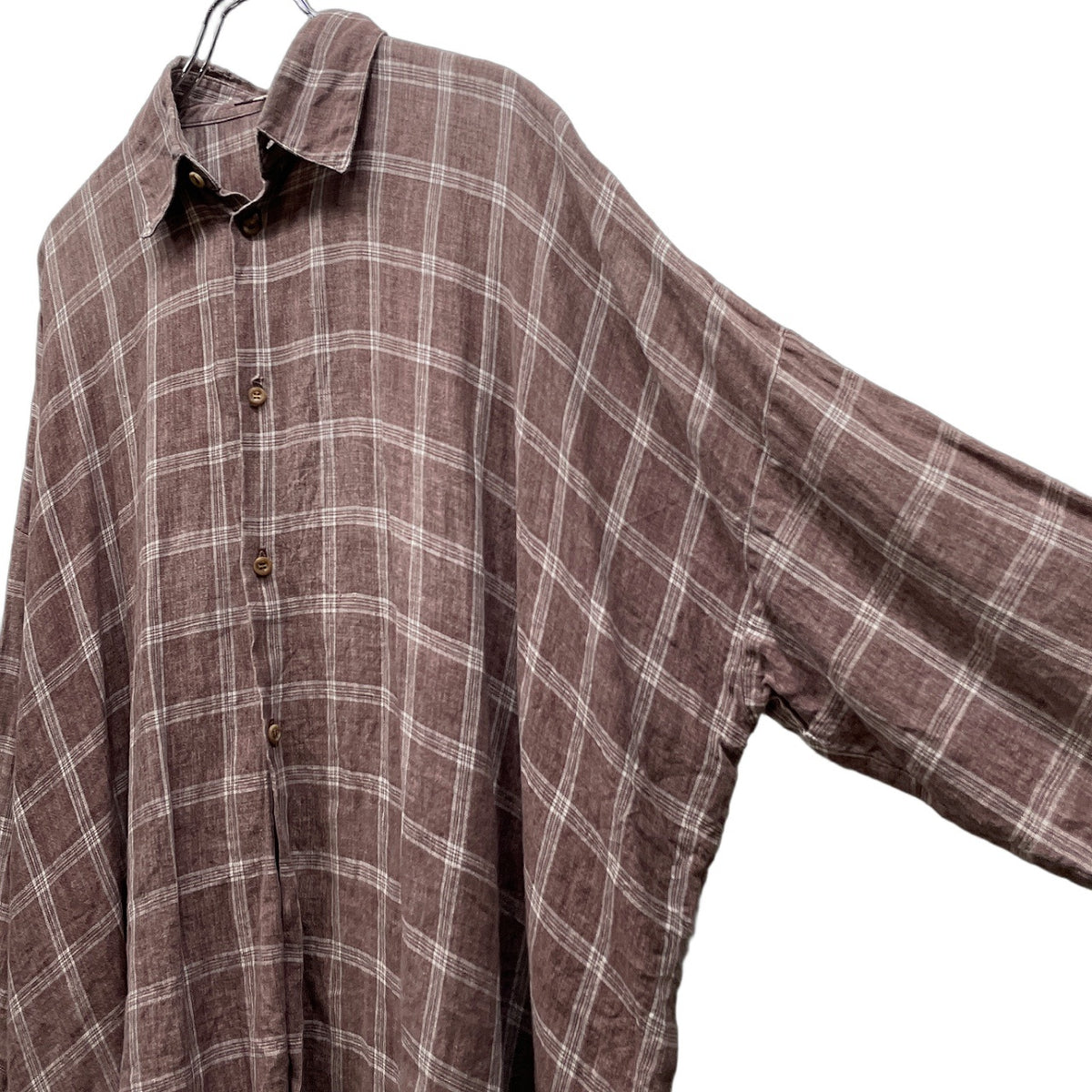 eskandar 平面パターンリネンチェックオーバーサイズシャツ ブラウス 80s 90s Archive エスカンダー SHIRIN GUILD メンズ レディース ユニセックス