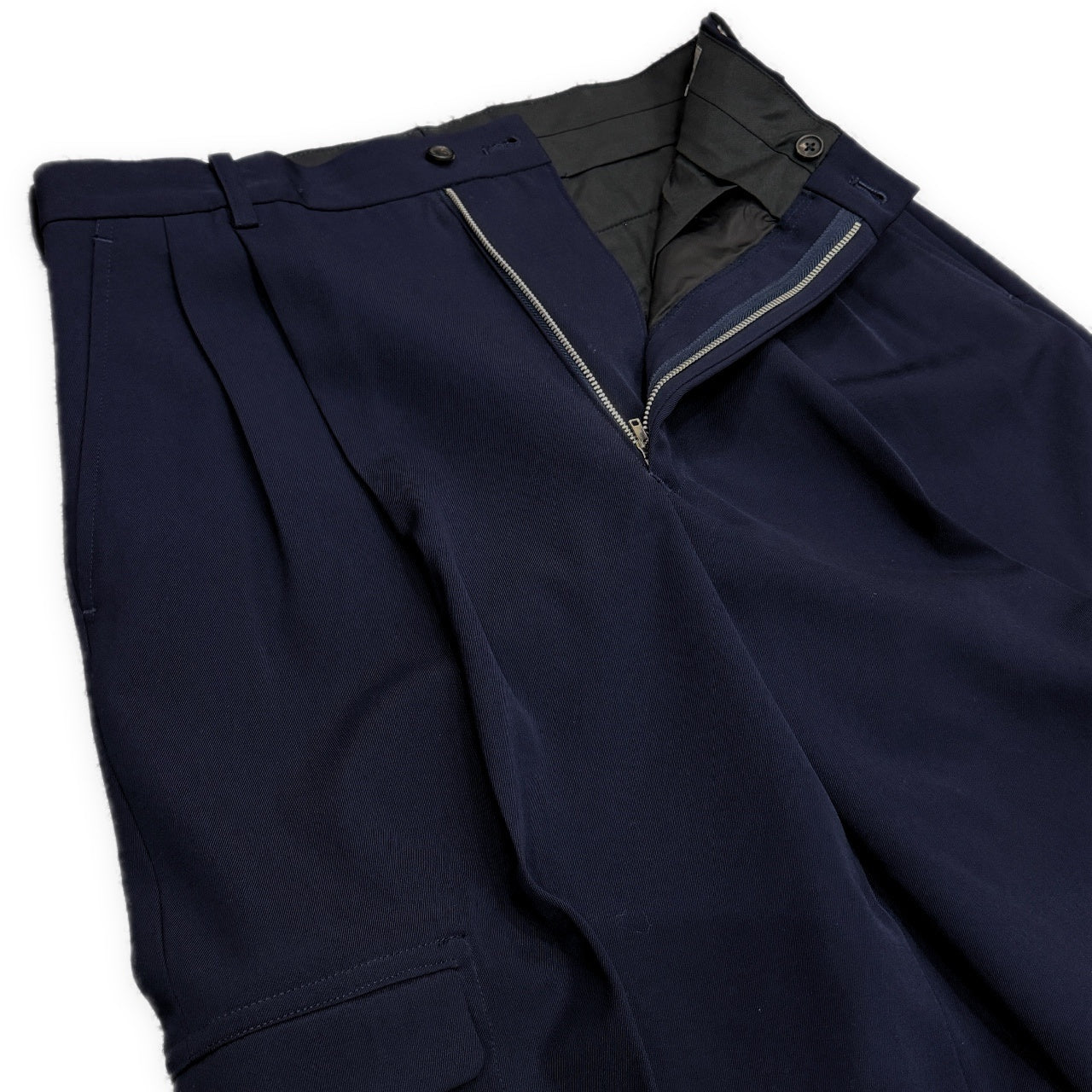 Yohji Yamamoto Pour Homme ウールギャバジンカーゴポケットワイドテーパードパンツ スラックス トラウザーズ Archive 80s 丸文字 ボトムス ヨウジヤマモトプールオム メンズ