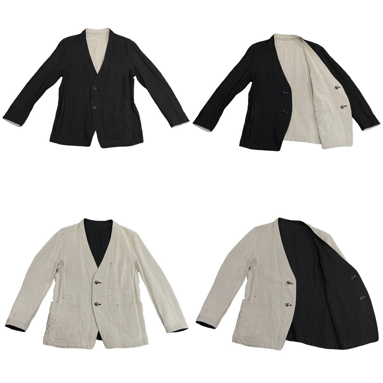 ISSEY MIYAKE MEN 20SS コットンリネンリバーシブルノーカラージャケット LOOK3 ブルゾン コート アウター イッセイミヤケ メン メンズ