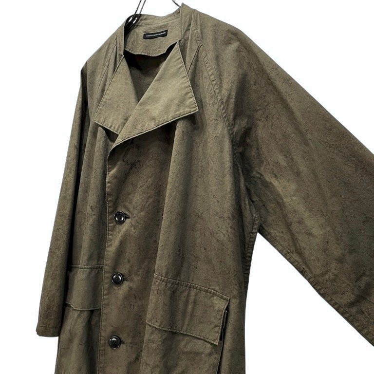 Y's コットンポプリン総柄プリントカラーレスミリタリーロングコート ジャケット ブルゾン アウター Yohji Yamamoto Femme ヨウジヤマモトファム ワイズ レディース