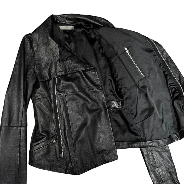 EKAM ラムレザージップアップハイネックレザージャケット シングル ライダース ブルゾン コート アウター エカム メンズ