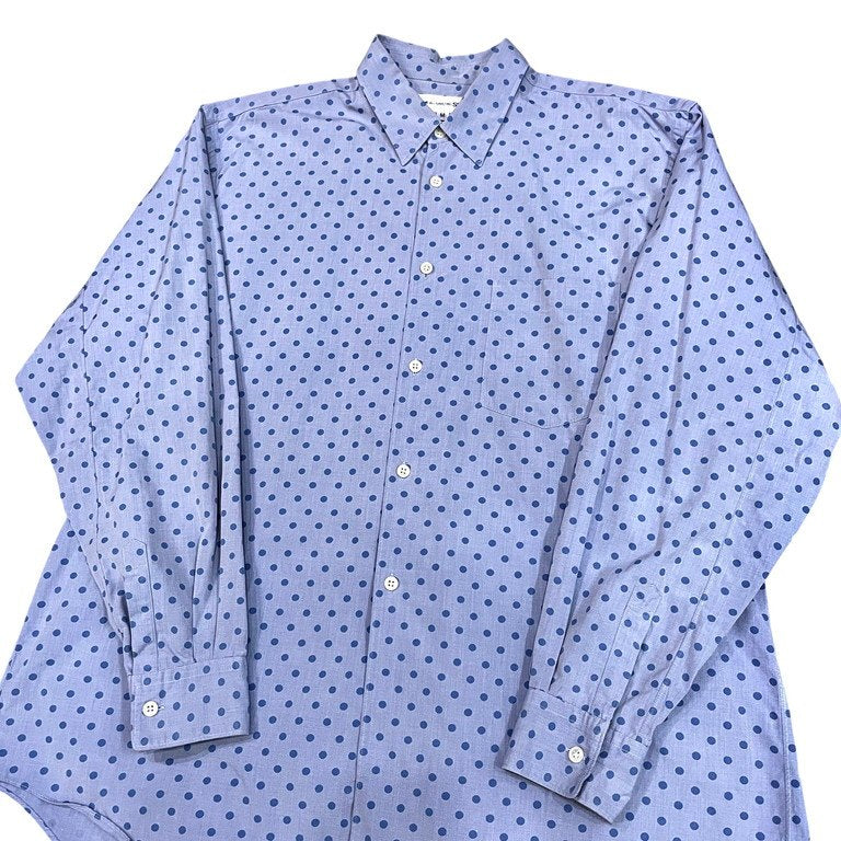 COMME des GARCONS SHIRT ポルカドットプリントレギュラーカラーオーバーサイズコットンシャツ 総柄 水玉 ブラウス Archive 90s コムデギャルソン メンズ