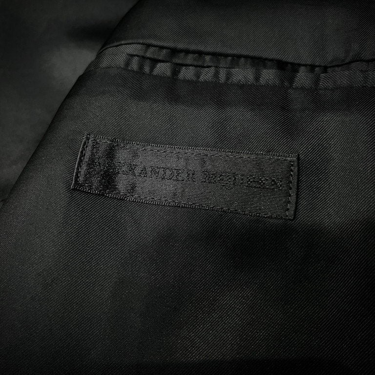 ALEXANDER McQUEEN 05AW 総シルクジャカードアシンメトリーノースリーブチェスターコート Archive 00s 総柄 花 テーラード ジャケット ブルゾン アウター アレキサンダーマックイーン メンズ