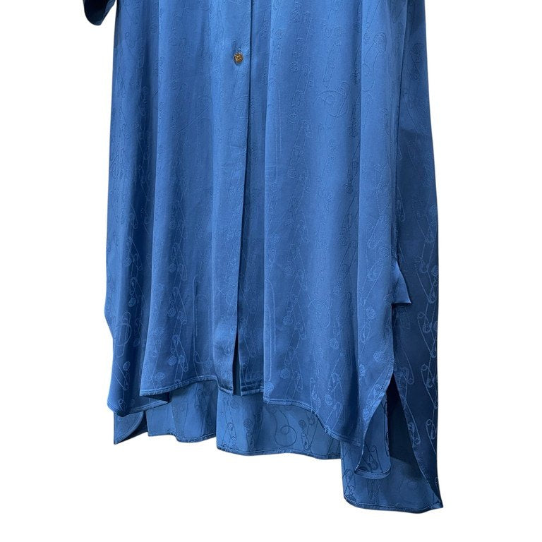 Vivienne Westwood 24AW VW SHIRT DRESS 安全ピンストライプレーヨンスーパーロングシャツワンピース コート 刺繍 トップス ブラウス アウター Archive IMPORT コレクションライン ヴィヴィアンウエストウッド メンズ レディース