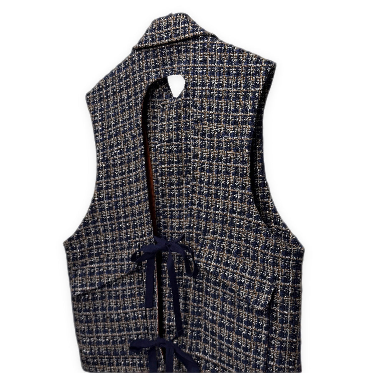 SUBLATIONS GLITTERY TWEED HELI-CREW VEST .07 銀糸混紡ツイードバックリボンベスト トップス アウター ジャケット S071306 サブレーションズ メンズ
