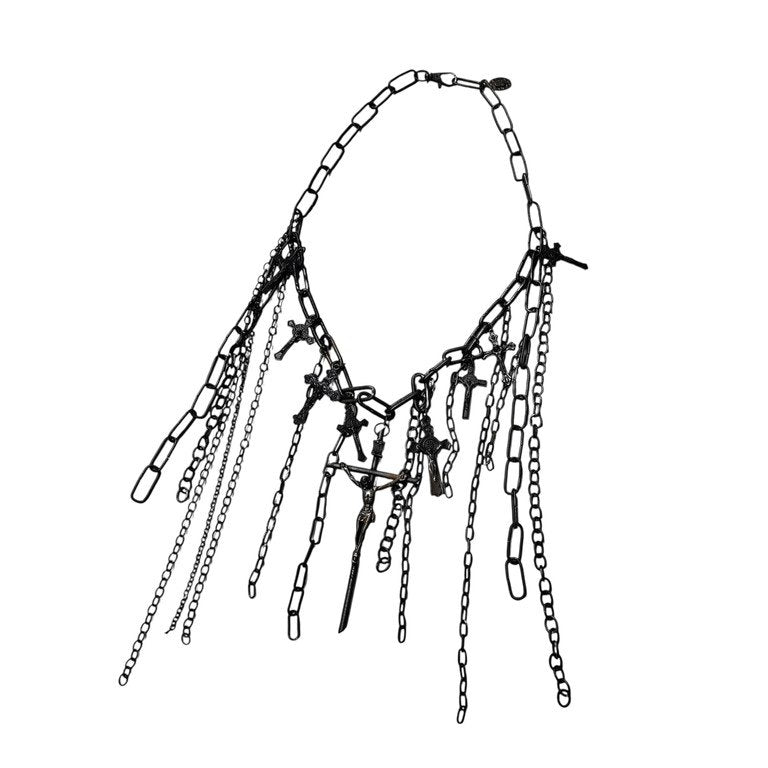 Jean Paul GAULTIER マルチチェーンクロスロザリオネックレス 一点物 激レア 希少 Archive 90s 00s JPG 未使用 十字架 磔刑 ペンダント アクセサリー ジャンポールゴルチエ メンズ レディース ユニセックス