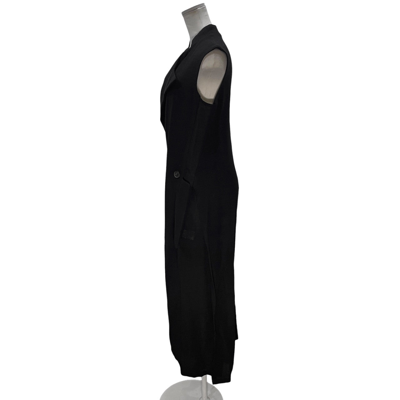 Y's サイドディープスリットノースリーブウールロングジャケット ベスト コート アウター Archive 90s Yohji Yamamoto Femme ヨウジヤマモトファム ワイズ レディース