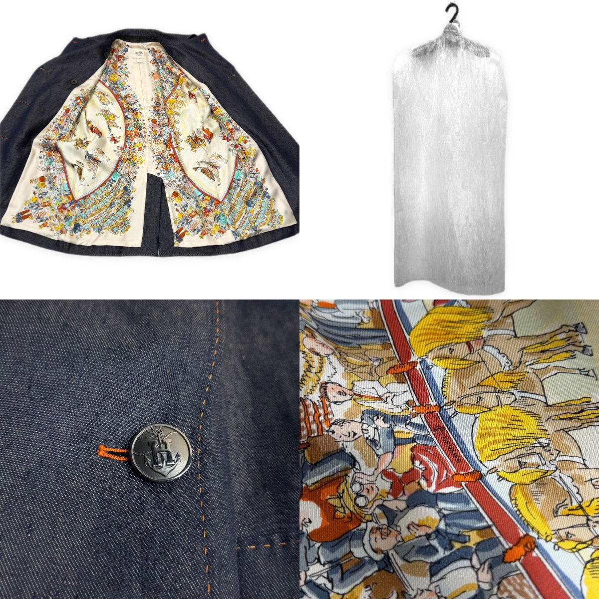 HERMES Hermes Linen Denim Pea Coat 40