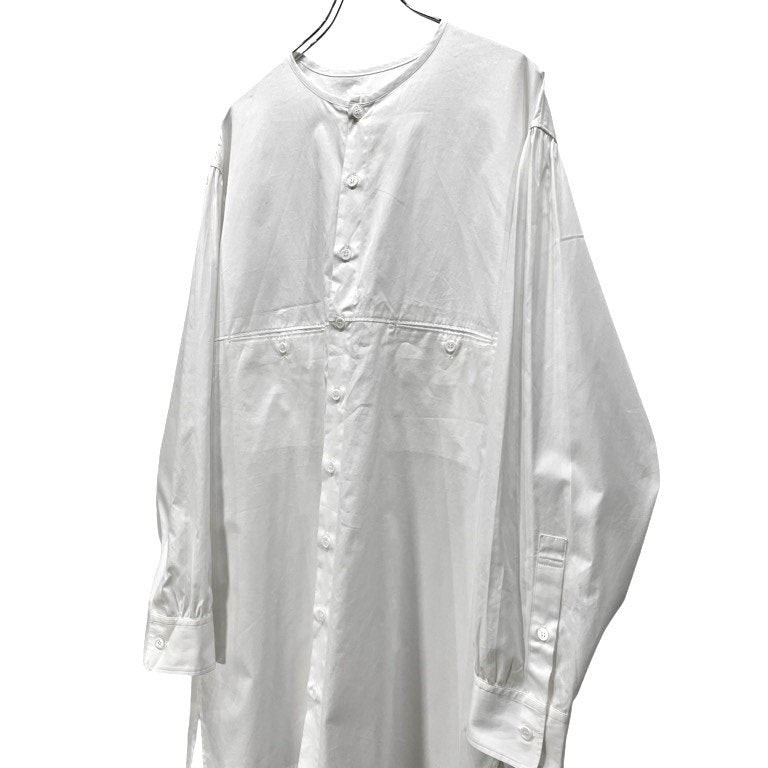 Yohji Yamamoto Pour Homme 20SS コットンブロード袖山ギャザーノーカラーロングシャツ K-前後ヨークシャツ ブラウス トップス ヨウジヤマモトプールオム メンズ