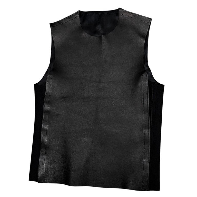 Neil Barrett フロントレザーベルクロオープンノーカラーベスト ノースリーブ ジャケット ジレ コート ブルゾン アウター SLIM FIT ニールバレット メンズ