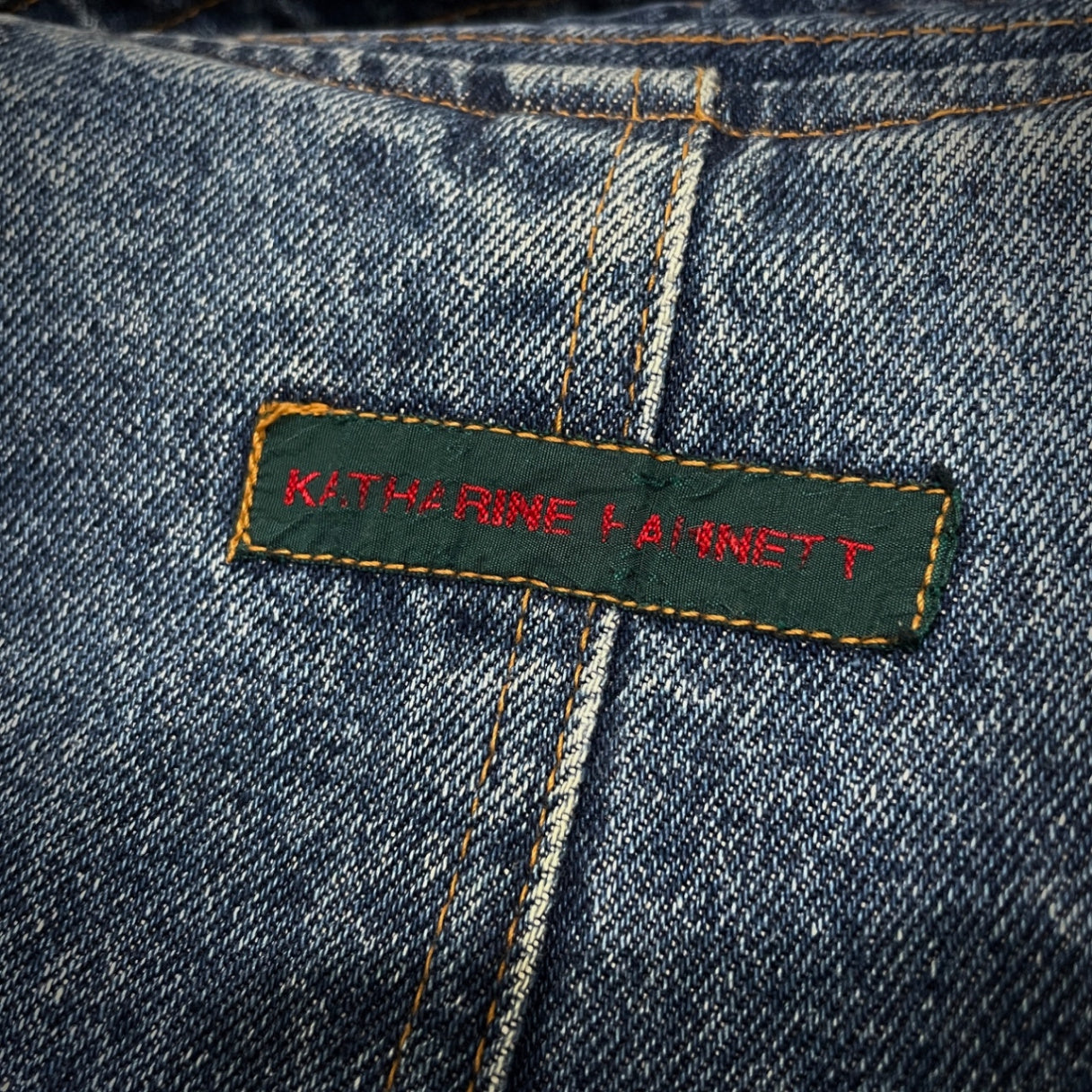 KATHARINE HAMNETT 86AW DENIM CARGO BOMBER JACKET デニムカーゴボンバージャケット ブルゾン コート アウター Archive 80s 90s 希少 初期 OLD VINTAGE レア キャサリンハムネット メンズ