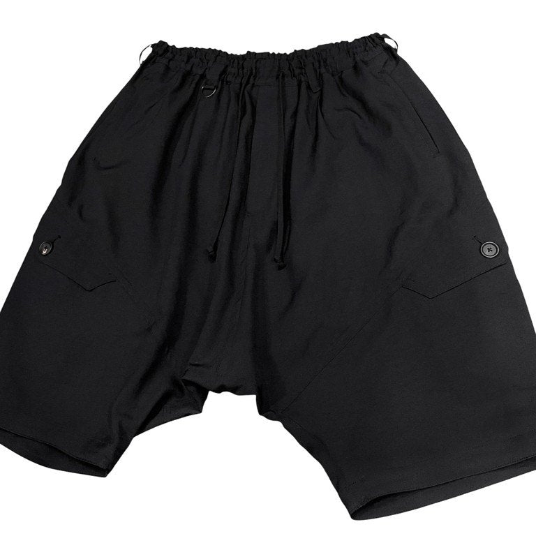 S'YTE Yohji Yamamoto SHIWANOARU P/E STRETCH TWILL SWITCHING SEAM POCKET 6-QUARTER-LENGTH SAROUEL PANTS ストレッチポリエステルツイルサルエルカーゴハーフパンツ サイト ヨウジヤマモト メンズ レディース ユニセックス