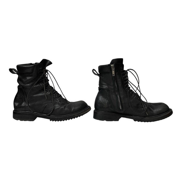 Rick Owens サイドジップレースアップレザーコンバットブーツ シャークソール シューズ 編み上げ 靴 クツ スニーカー 42 リックオウエンス メンズ