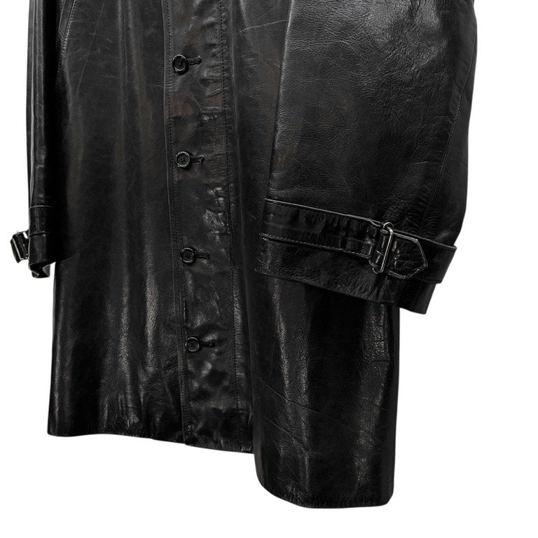 Y's カウレザーサイドベルトアジャスターロングコート Archive 80s 90s ブルゾン ジャケット アウター Yohji Yamamoto ヨウジヤマモト ワイズ レディース メンズ ユニセックス