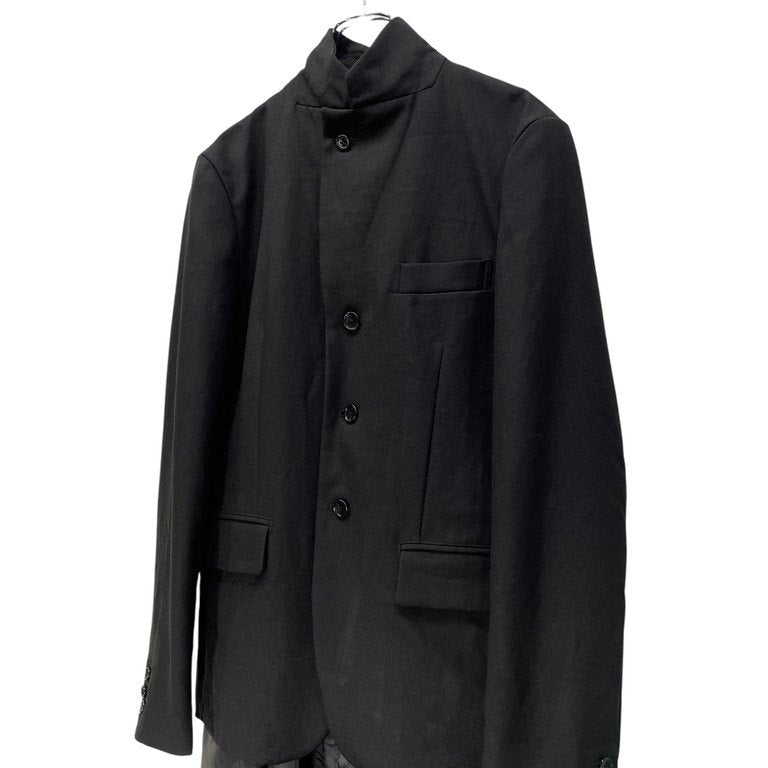 BLACK COMME des GARCONS 18AW ストライプタフタカットオフレイヤードポリエステル縮絨テーラードジャケット ブレザー ブルゾン コート アウター ブラック コムデギャルソン メンズ レディース ユニセックス