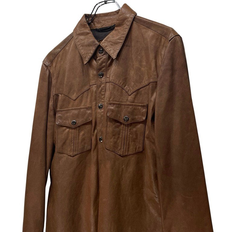 DOLCE&GABBANA ラムレザーウエスタンシャツ ブラウス トップス D&G Archive ラムスキン スナップボタン ドルチェアンドガッバーナ メンズ