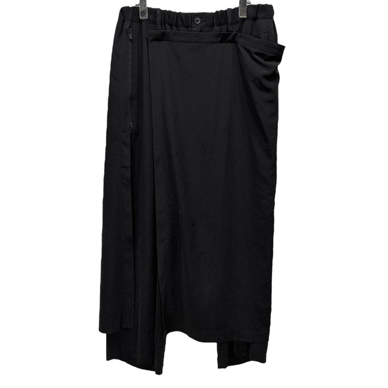 Yohji Yamamoto Pour Homme 21SS トリアセテートポリエステル左ラップクロップドイージーパンツ ボトムス ジップ ウエストゴムシャーリング ドローストリング ヨウジヤマモトプールオム メンズ