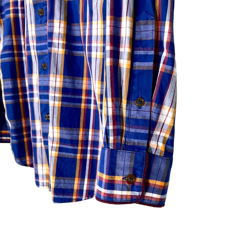 Vivienne Westwood MAN マドラスチェックラウンドカラーパイピングボタンダウンシャツ ブラウス トップス 丸襟 オーブ刺繍 ヴィヴィアンウエストウッド マン メンズ