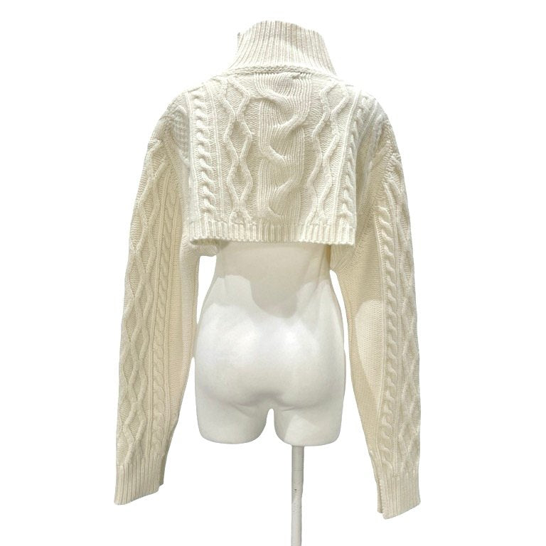 Y's TAKESHI KOSAKA ケーブル編みハイネックショートニットセーター フィッシャーマン トップス Yohji Yamamoto Femme ワイズ ヨウジヤマモトファム レディース
