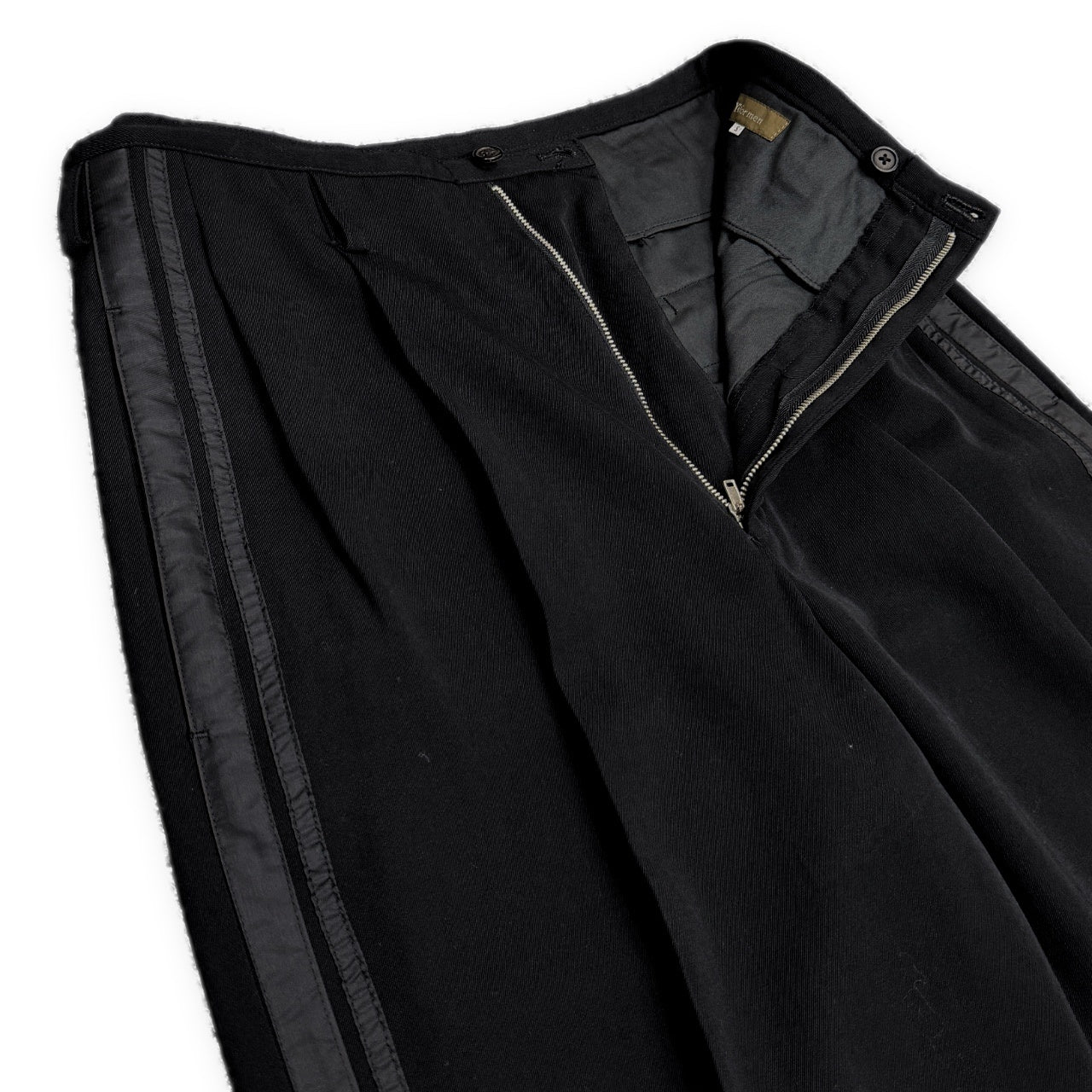 Y's for men ウールギャバジンサイドストライプ2タックワイドテーパードパンツ スラックス トラウザーズ Archive 90s Yohji Yamamoto Pour Homme ヨウジヤマモトプールオム ワイズフォーメン メンズ