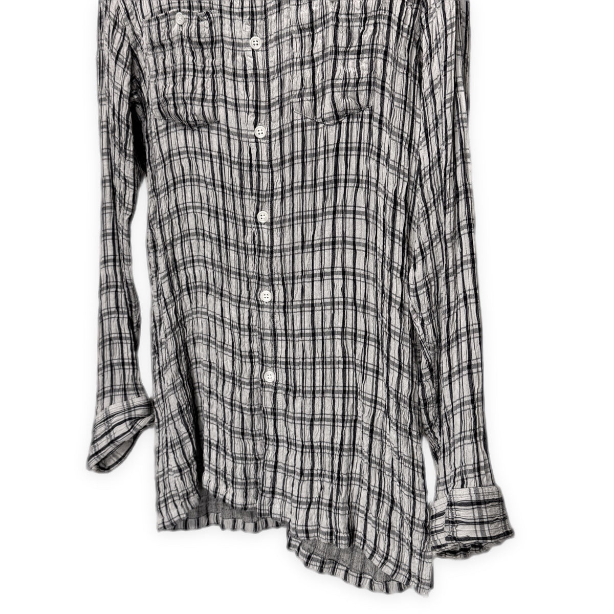 Y's for men レーヨンプリーツダブルポケットチェックシャツ ブラウス トップス Archive 90s Yohji Yamamoto Pour Homme ワイズフォーメン ヨウジヤマモトプールオム メンズ