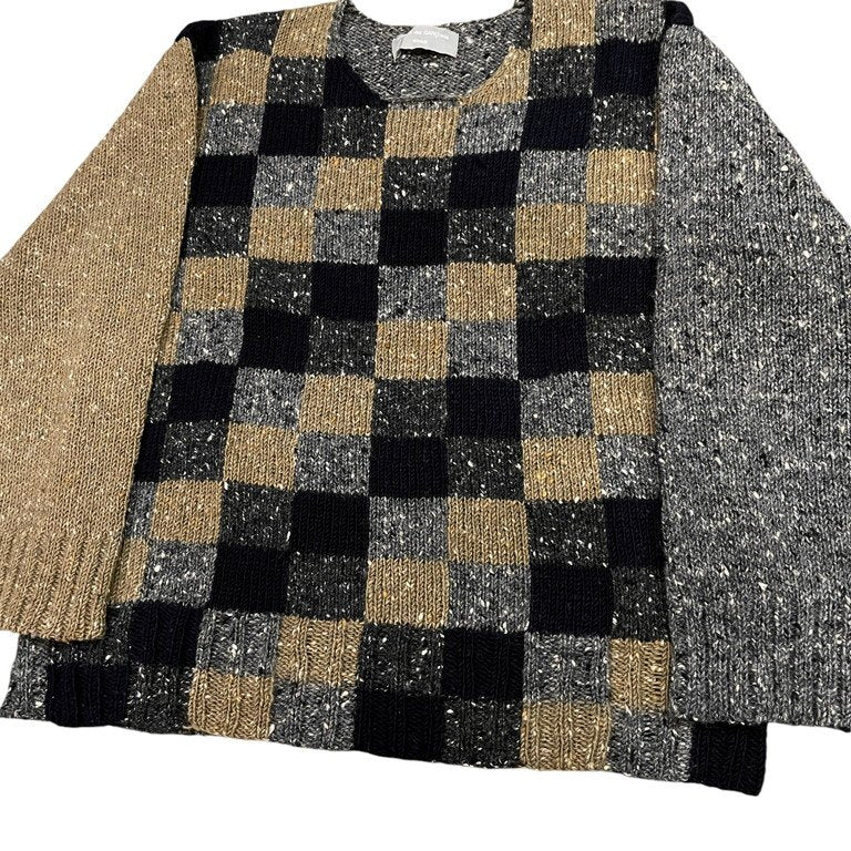 COMME des GARCONS HOMME 97AW ブロックチェック切替ミドルゲージウールニットセーター Archive 90s 田中オム 田中啓一 トップス コムデギャルソンオム メンズ