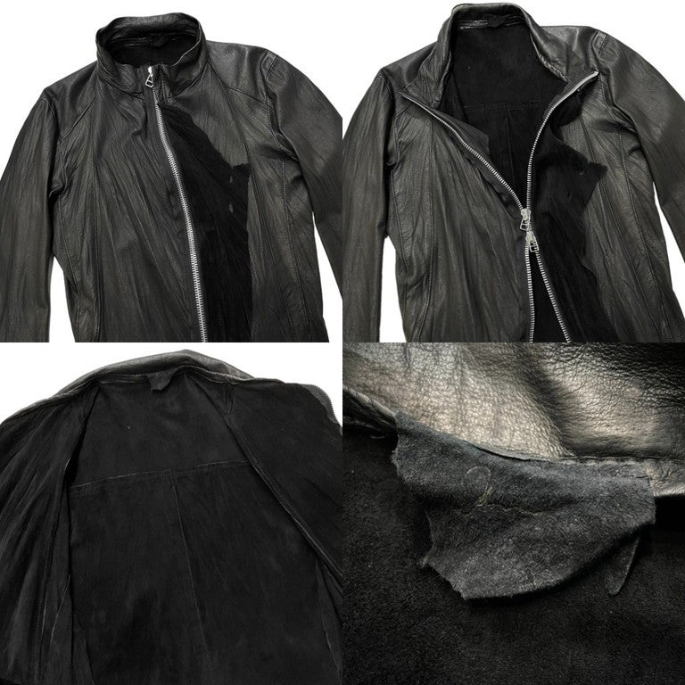 Johan CHAOS別注 ラムレザーカットオフアシンメトリージップアップジャケット