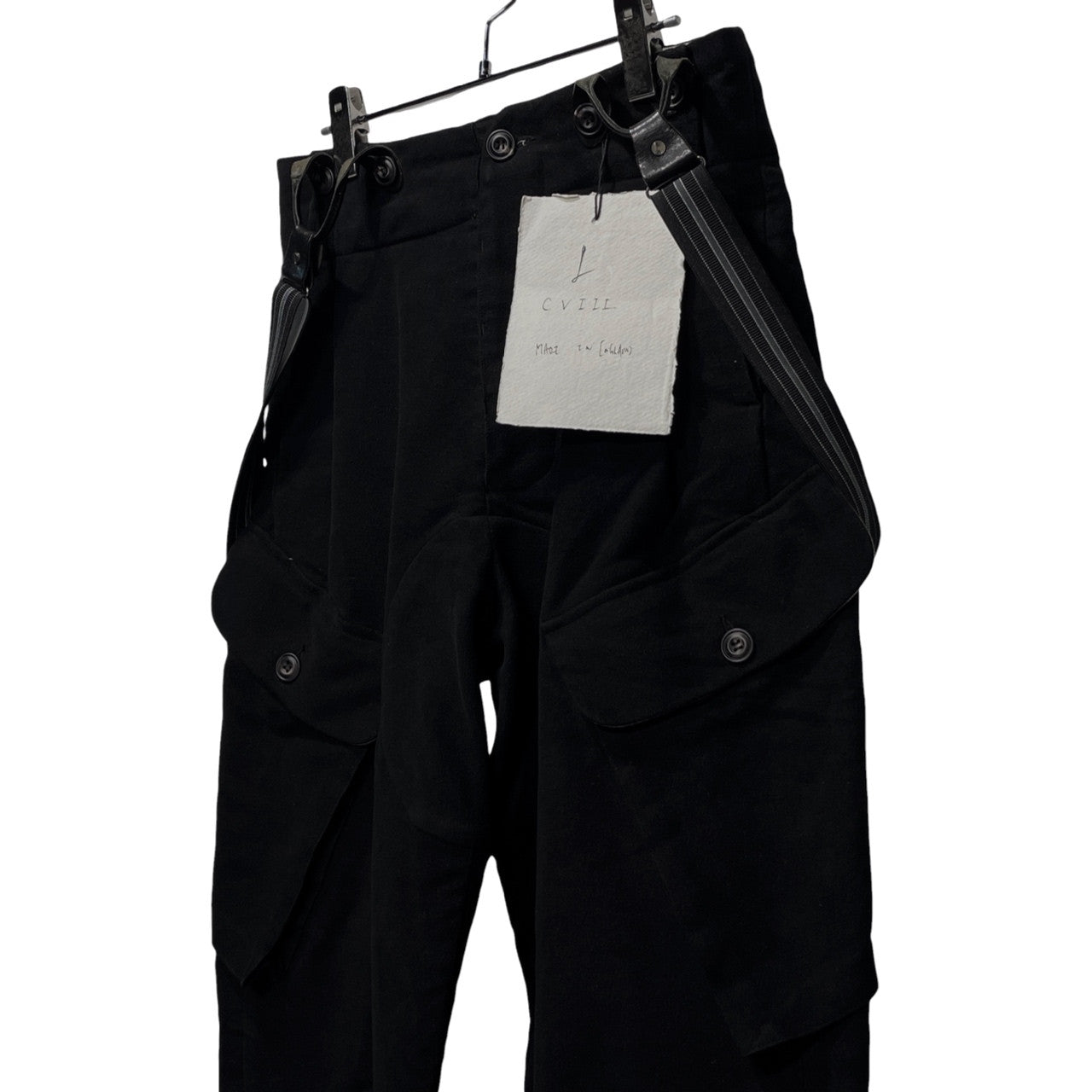 JOHN ALEXANDER SKELTON 20AW CVIII コットンフランネルサスペンダー付ミリタリートラウザーズパンツ カーゴ ボトムス モールスキン シンチバック ジョンアレキサンダースケルトン メンズ