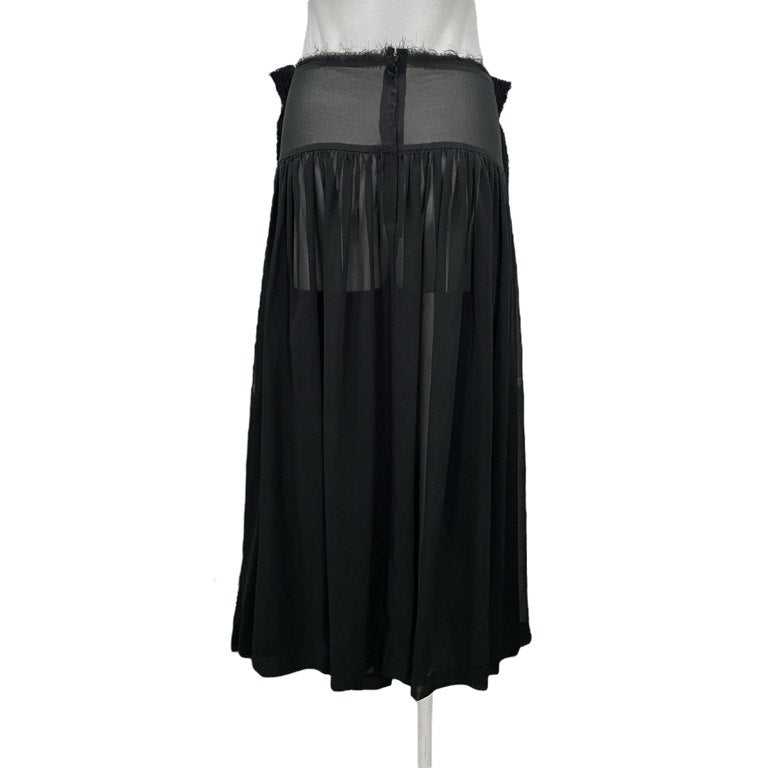 COMME des GARCONS 02AW シフォンニットドッキングレイヤードカットオフシースルーギャザースカート Archive Knitting is Free ボトムス コムデギャルソン レディース