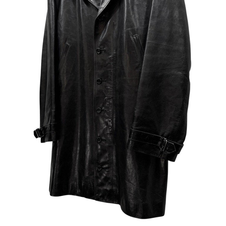 Y's カウレザーサイドベルトアジャスターロングコート Archive 80s 90s ブルゾン ジャケット アウター Yohji Yamamoto ヨウジヤマモト ワイズ レディース メンズ ユニセックス