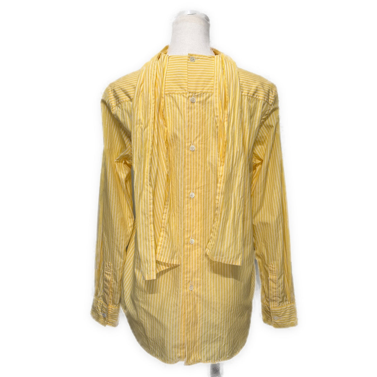 COMME des GARCONS 00AW コットンブロードストライプバックオープンリボンシャツ Archive 00s 前後逆デザイン トップス ブラウス Hard & Forceful ハード&フォースフル コムデギャルソン レディース