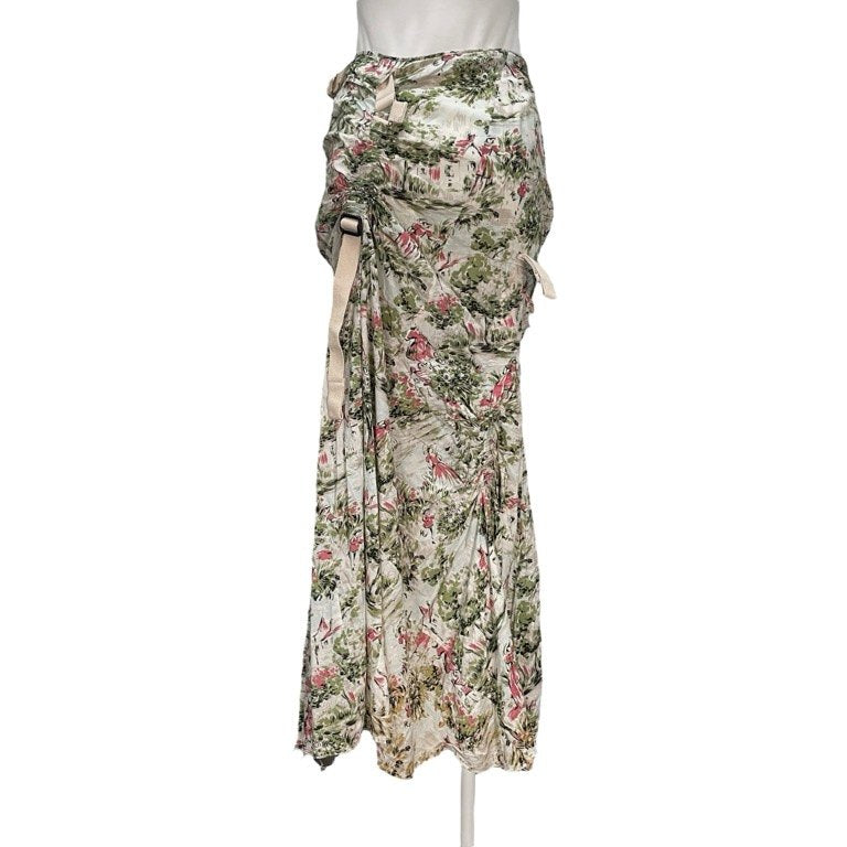 JUNYA WATANABE COMME des GARCONS 03SS 風景画プリントカットオフボンテージパラシュートスカート 拘束 ボトムス Archive 総柄 ベルト パンツ ジュンヤワタナベ コムデギャルソン レディース