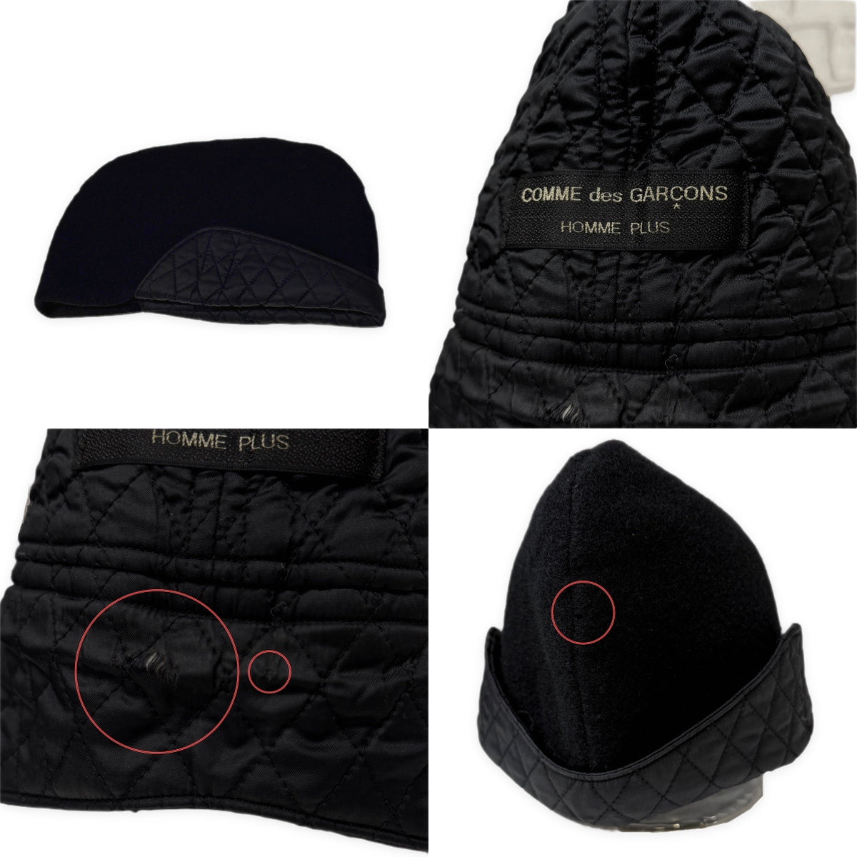 COMME des GARCONS HOMME PLUS 92AW 圧縮ウール裏地キルティングリバーシブルハット キャップ Archive 90s 帽子 服飾雑貨 小物 コムデギャルソンオムプリュス メンズ レディース ユニセックス