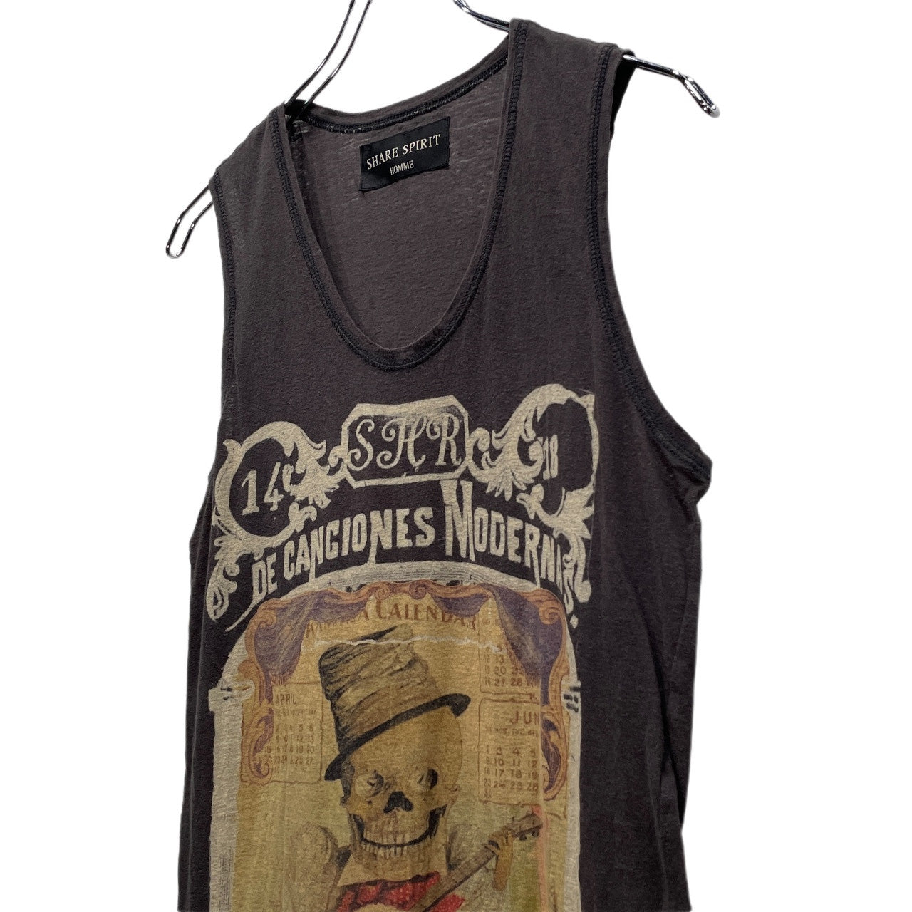 SHARE SPIRIT スカルプリントタンクトップ ノースリーブカットソー Tシャツ tee T-shirt トップス Y2K シェアスピリット メンズ