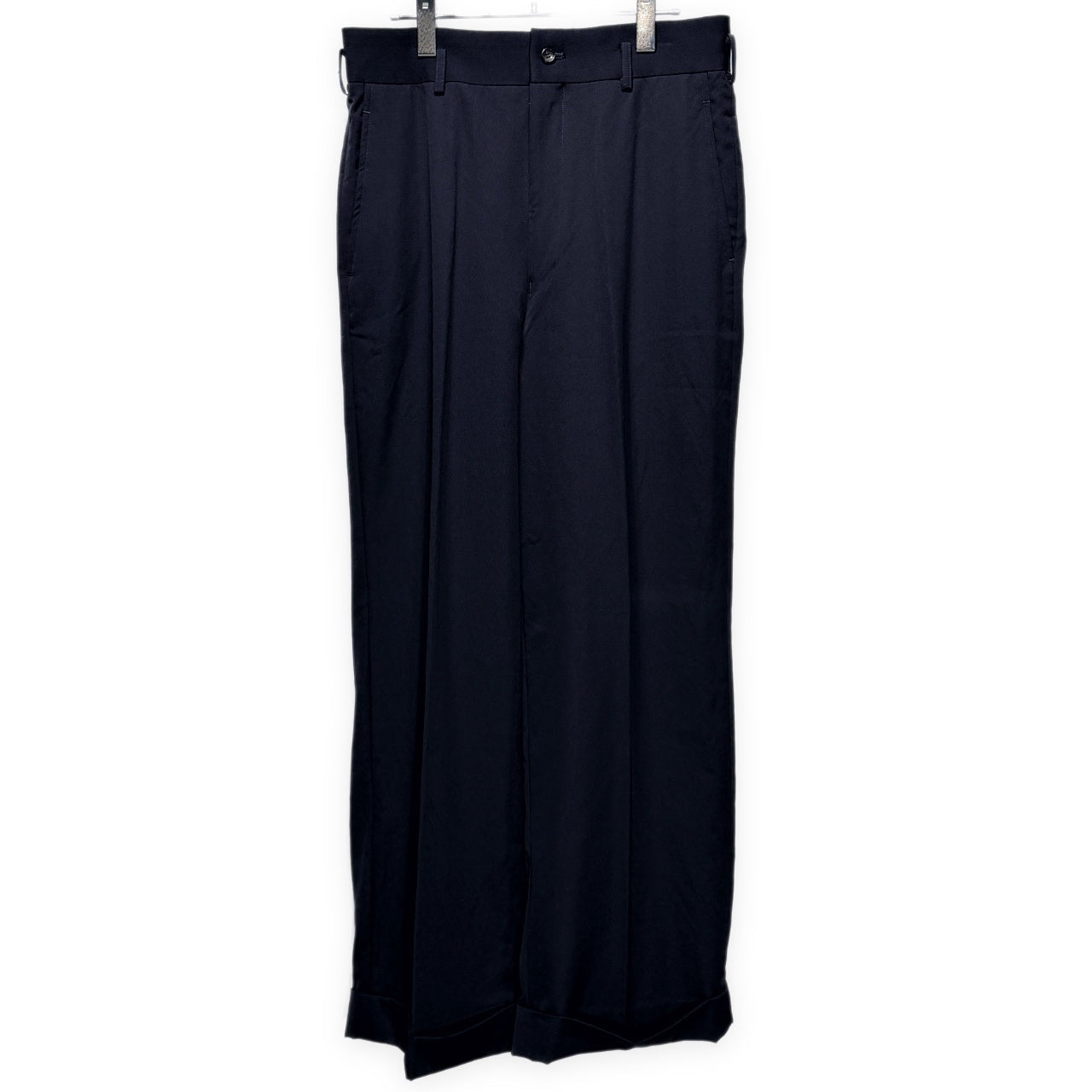 COMME des GARCONS HOMME 98SS ウールギャバジンノータック裾ダブルストレートスラックス パンツ トラウザーズ ボトムス Archive 90s コムデギャルソンオム メンズ